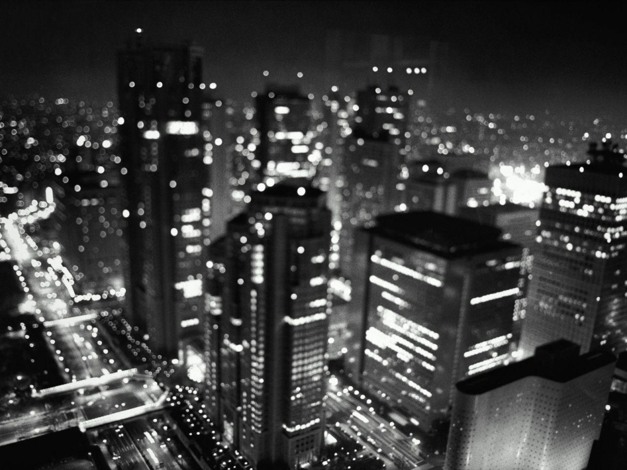 City Lights Black and White Wallpaper