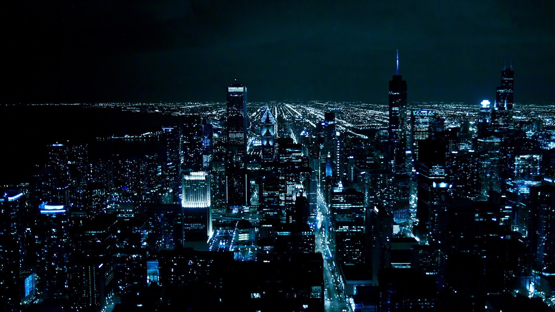 night, blue, Chicago, city, lights, USA, cityscape Gallery HD Wallpaper