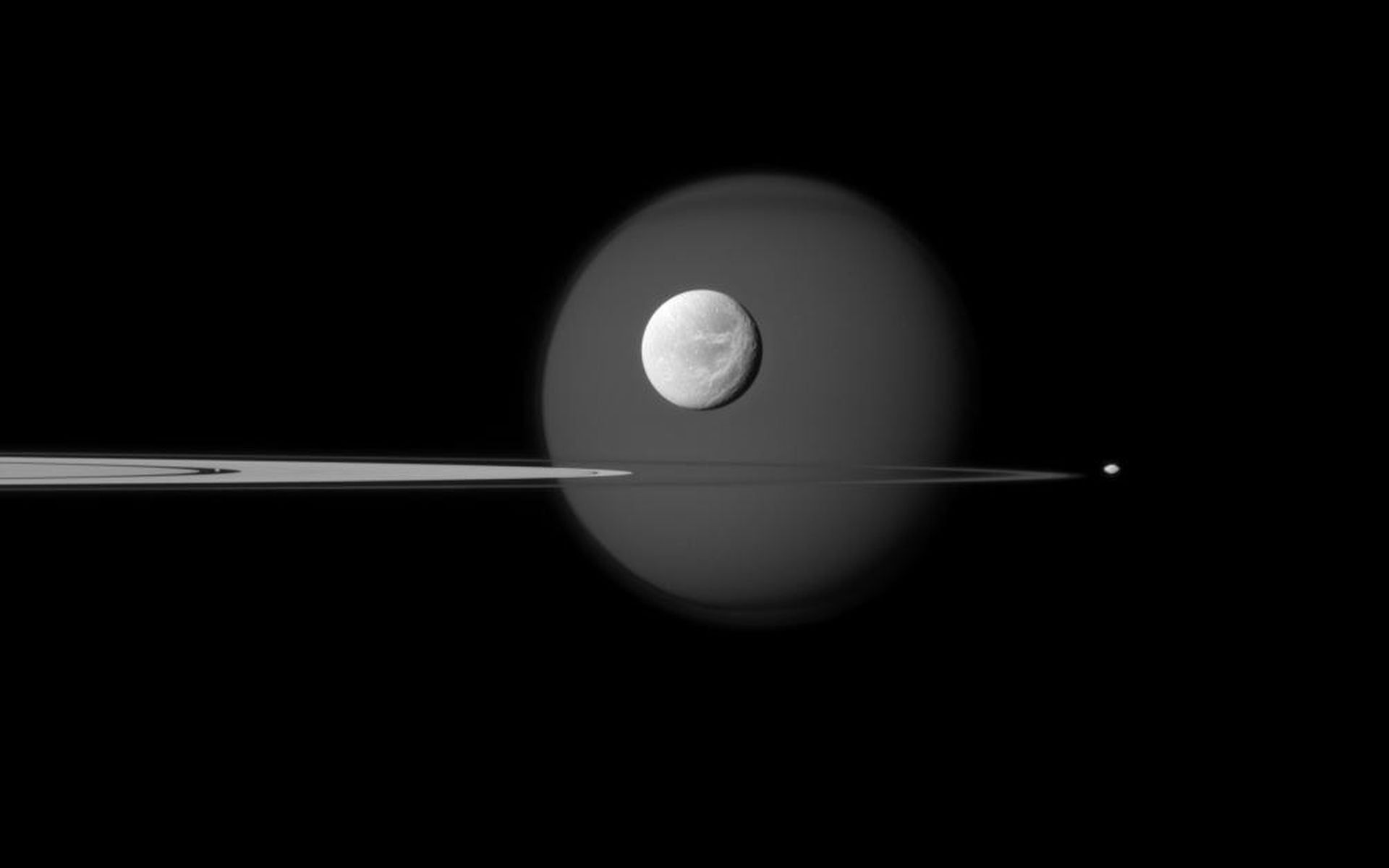 solar system #space #NASA Titan (moon) Pandora (moon) dione (moon) pan (moon) planetary rings #Saturn. Planets and moons, Desktop wallpaper macbook, Solar system