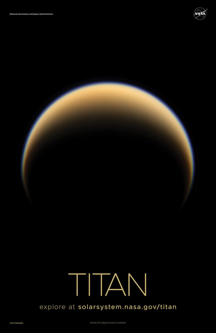 Saturn's Moon Titan Poster C. NASA Solar System Exploration. Nasa solar system, Space and astronomy, Planets and moons