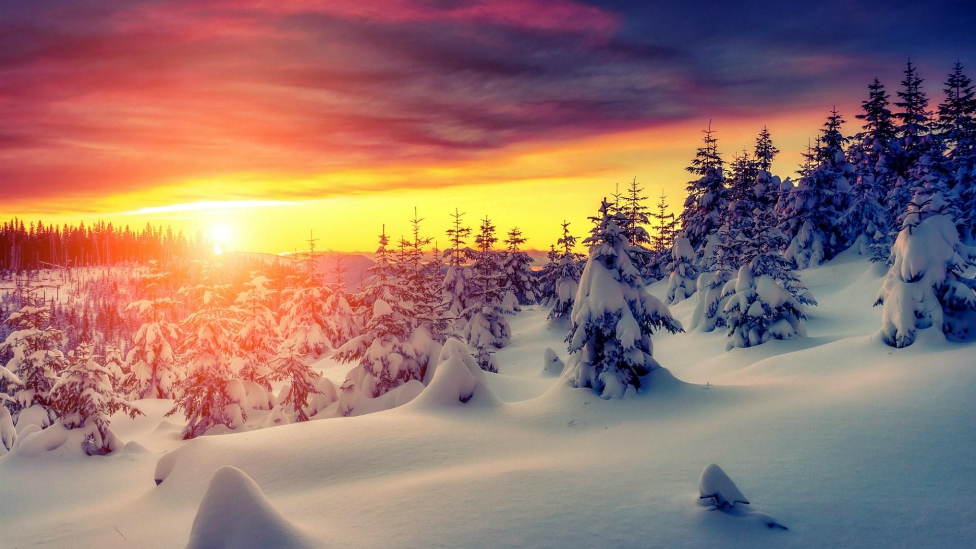Snow Sunset Wallpaper