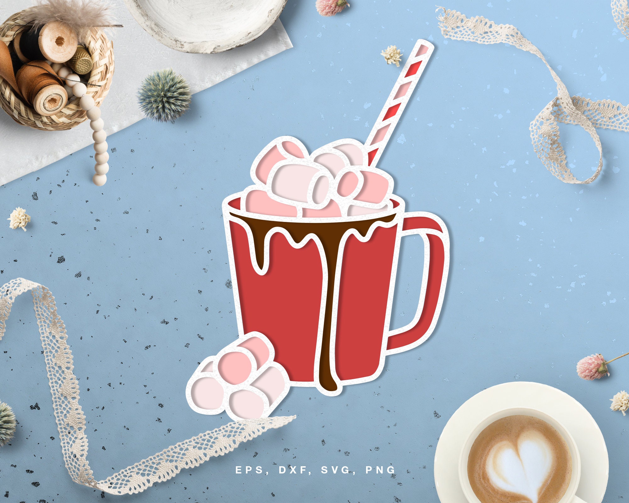 Cut File Hot Chocolate With Marshmallows in Svg Eps Png Dxf Hong Kong
