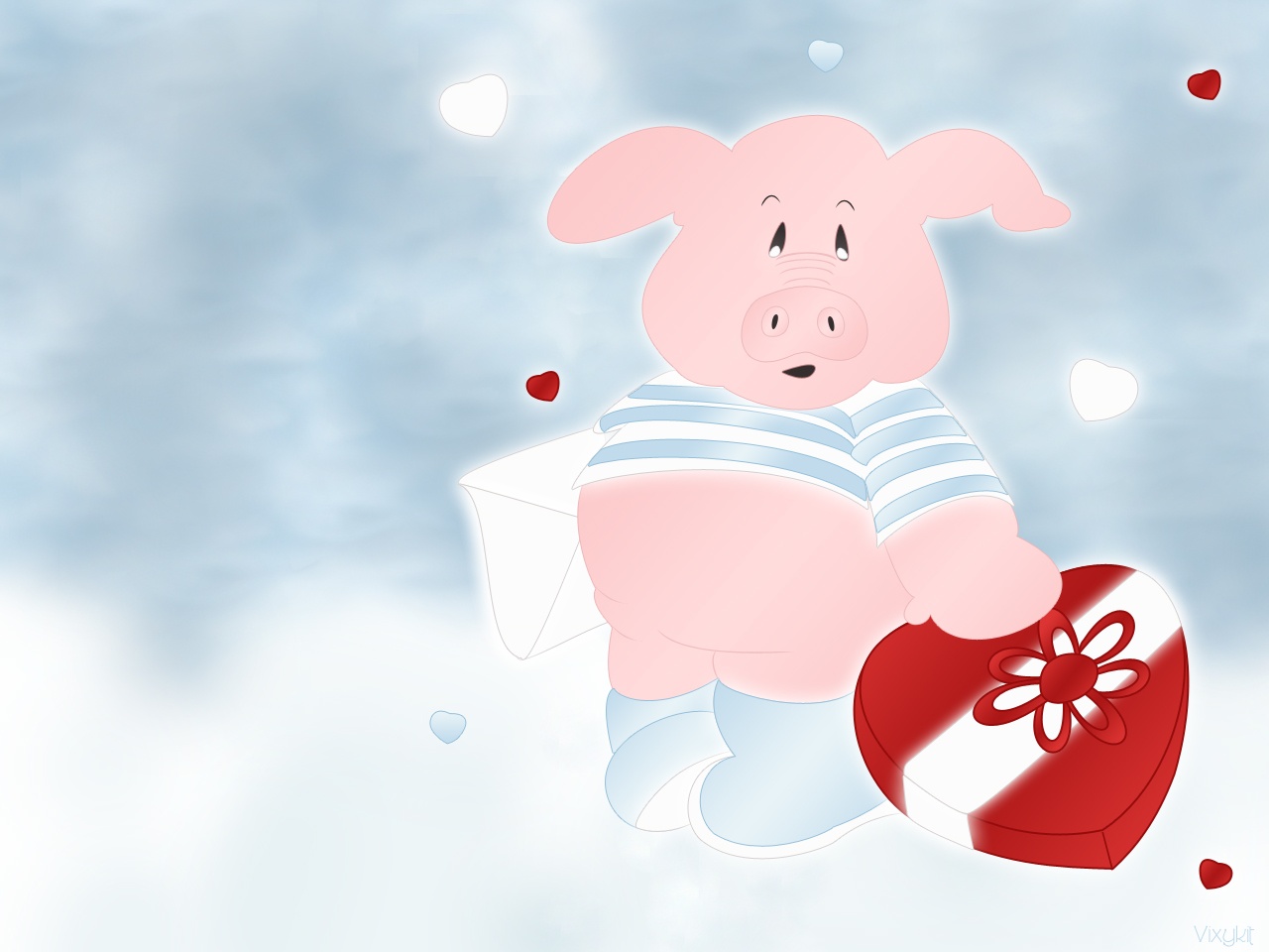 Pink pig with heart wallpaper. Pink pig with heart