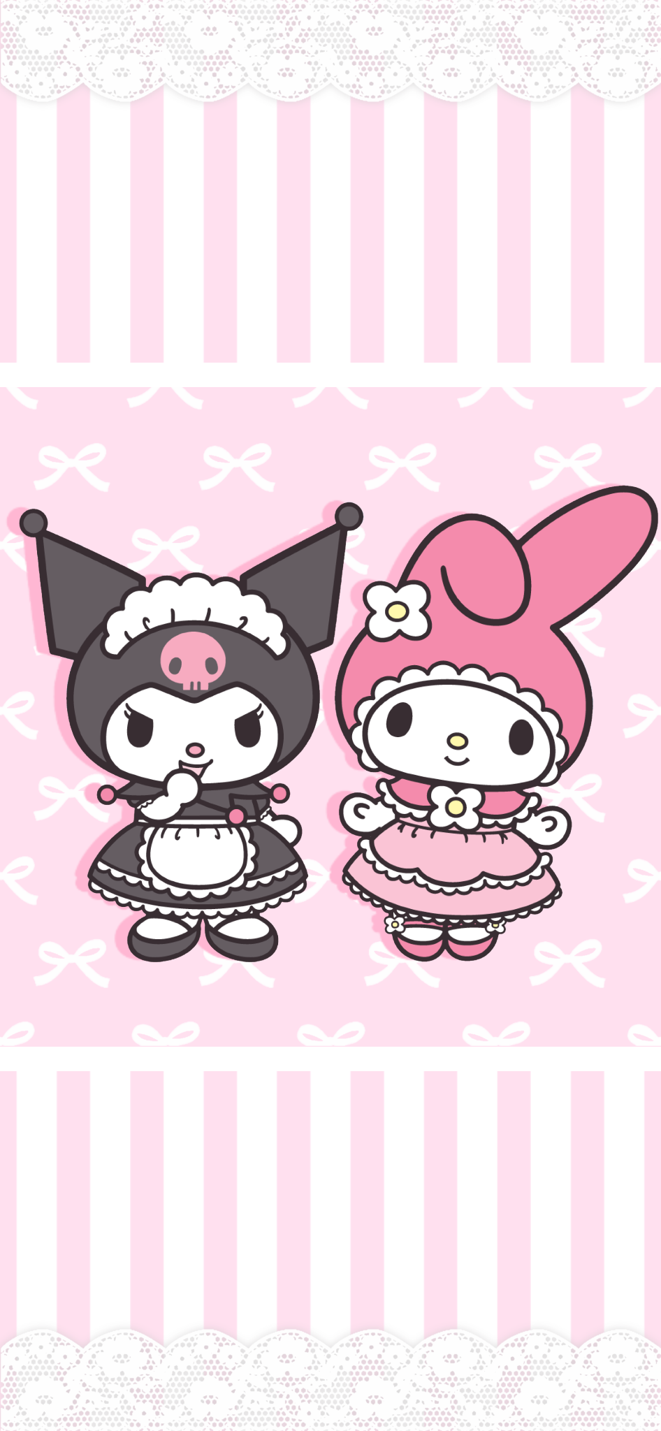 pink kuromi and my melody wallpaper