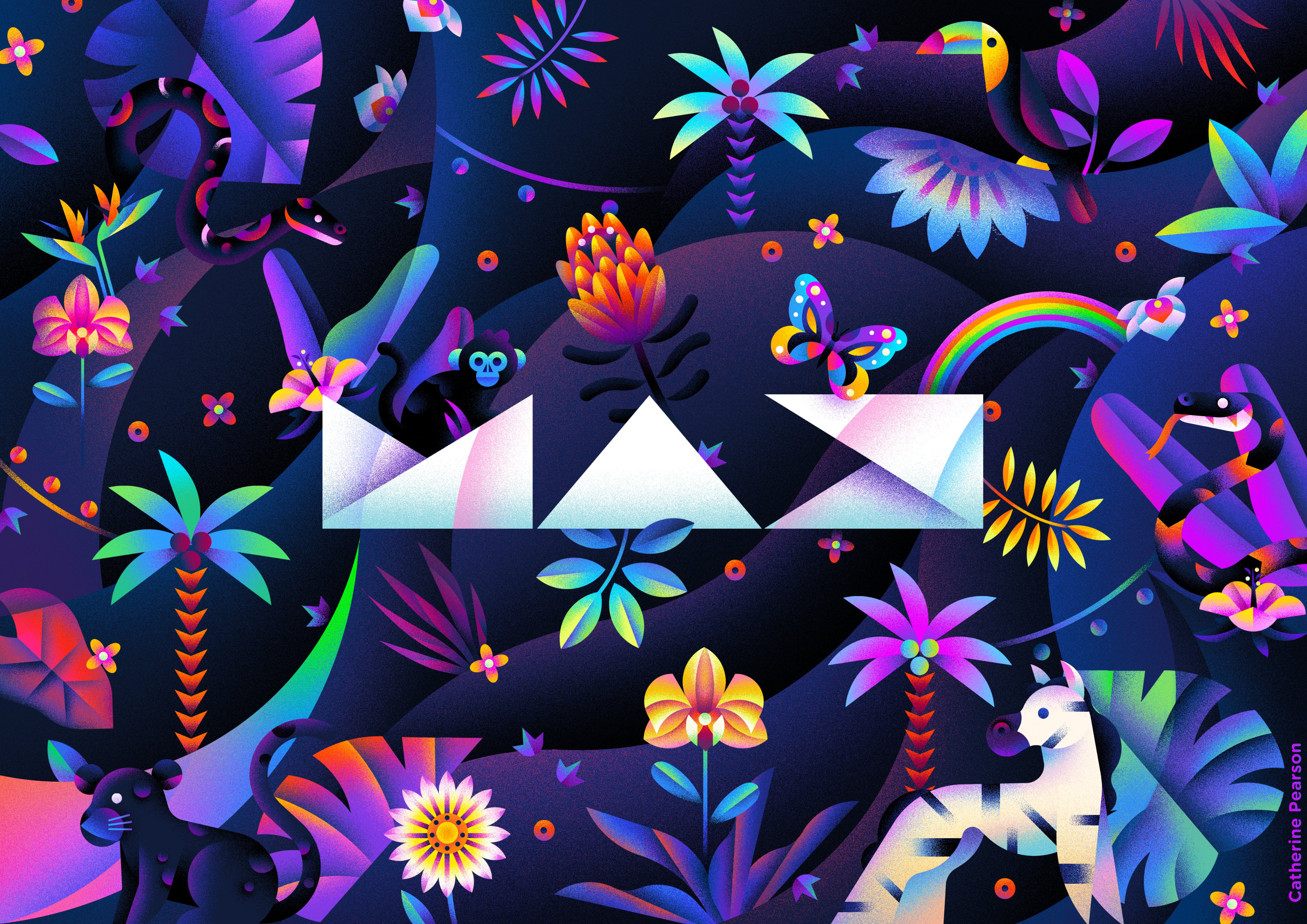 Behance jungle #AdobeMAX wallpaper cocreated with illustrator Catherine Pearson