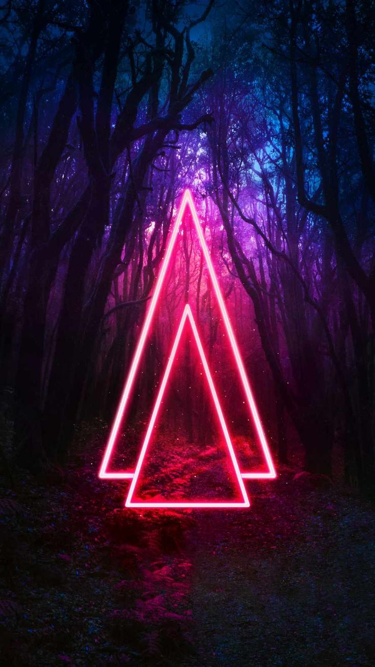 Neon Triangle in Forest Wallpaper, iPhone Wallpaper. iPhone wallpaper landscape, Wood iphone wallpaper, iPhone wallpaper fall