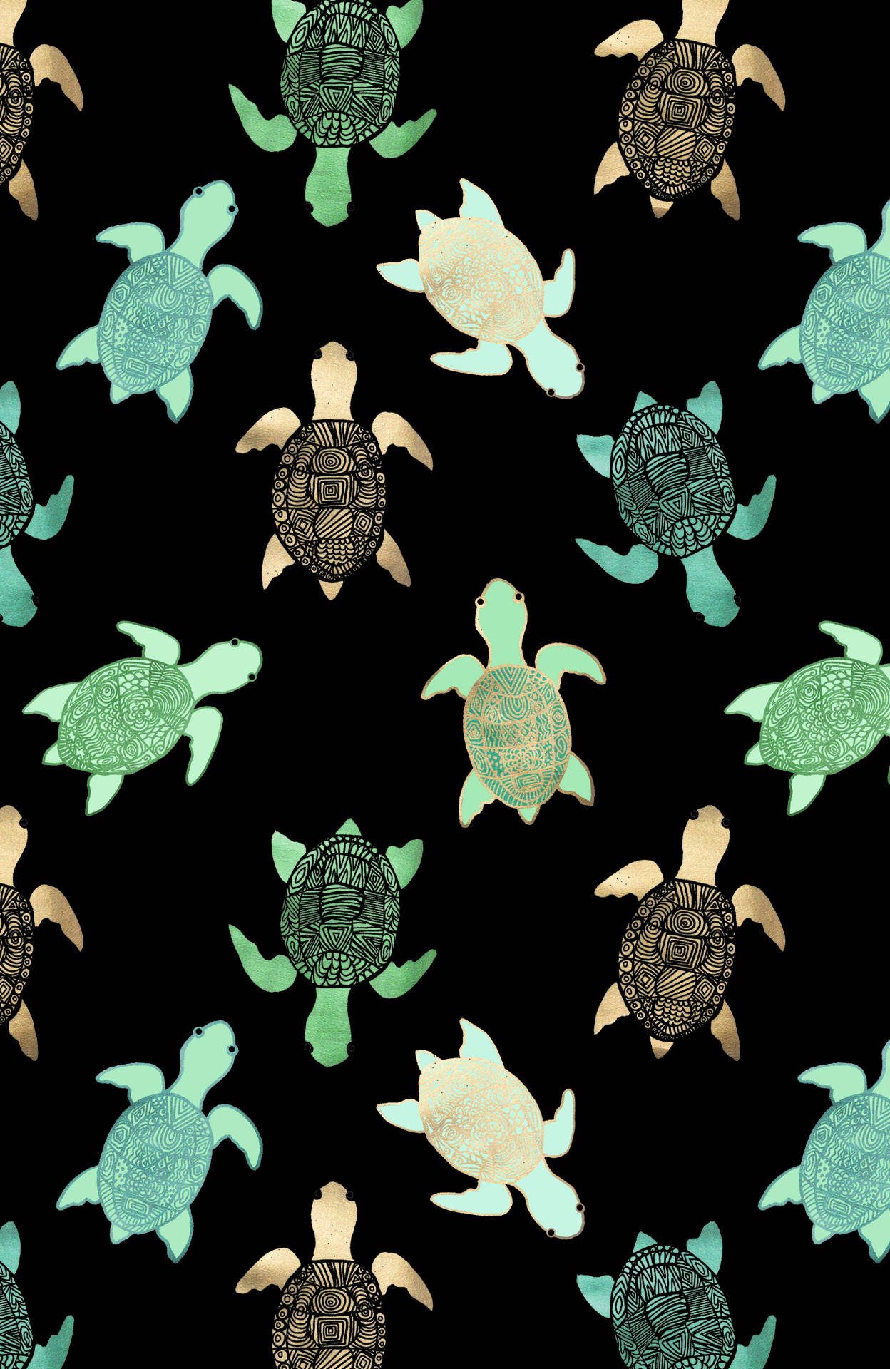 Download Aesthetic Green And Brown Cute Turtle Wallpaper
