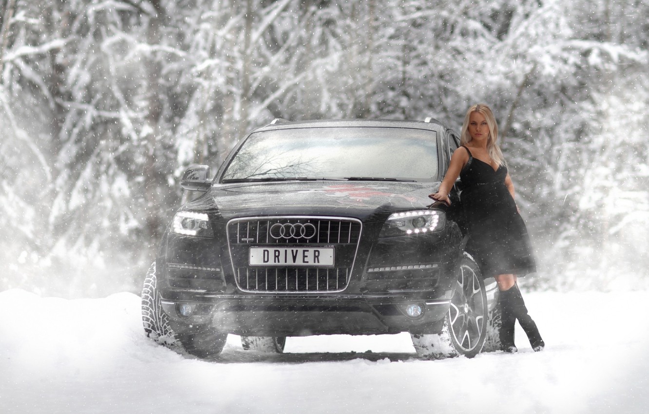 Wallpaper winter, auto, Audi, Girls, blonde girl image for desktop, section девушки