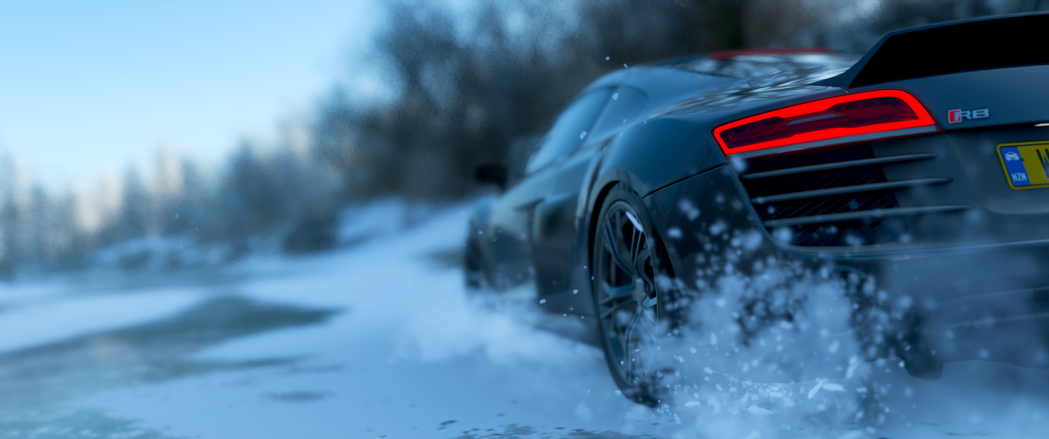 Wallpaper, Audi R8 V10, Forza Horizon 4, snow, car, luxury, WALLHAVN 3440x1440