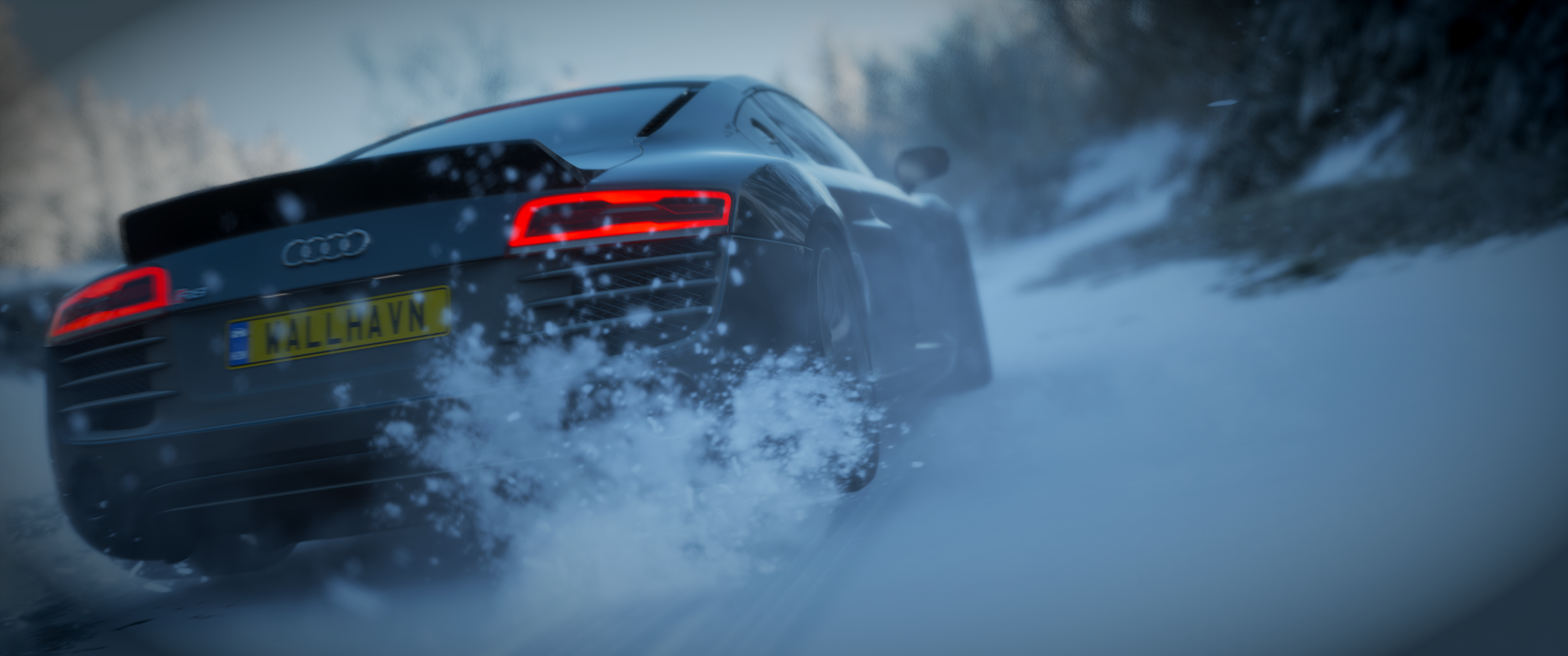 Wallpaper, Audi R8 V10, Forza Horizon 4, snow, car, luxury, WALLHAVN 3440x1440