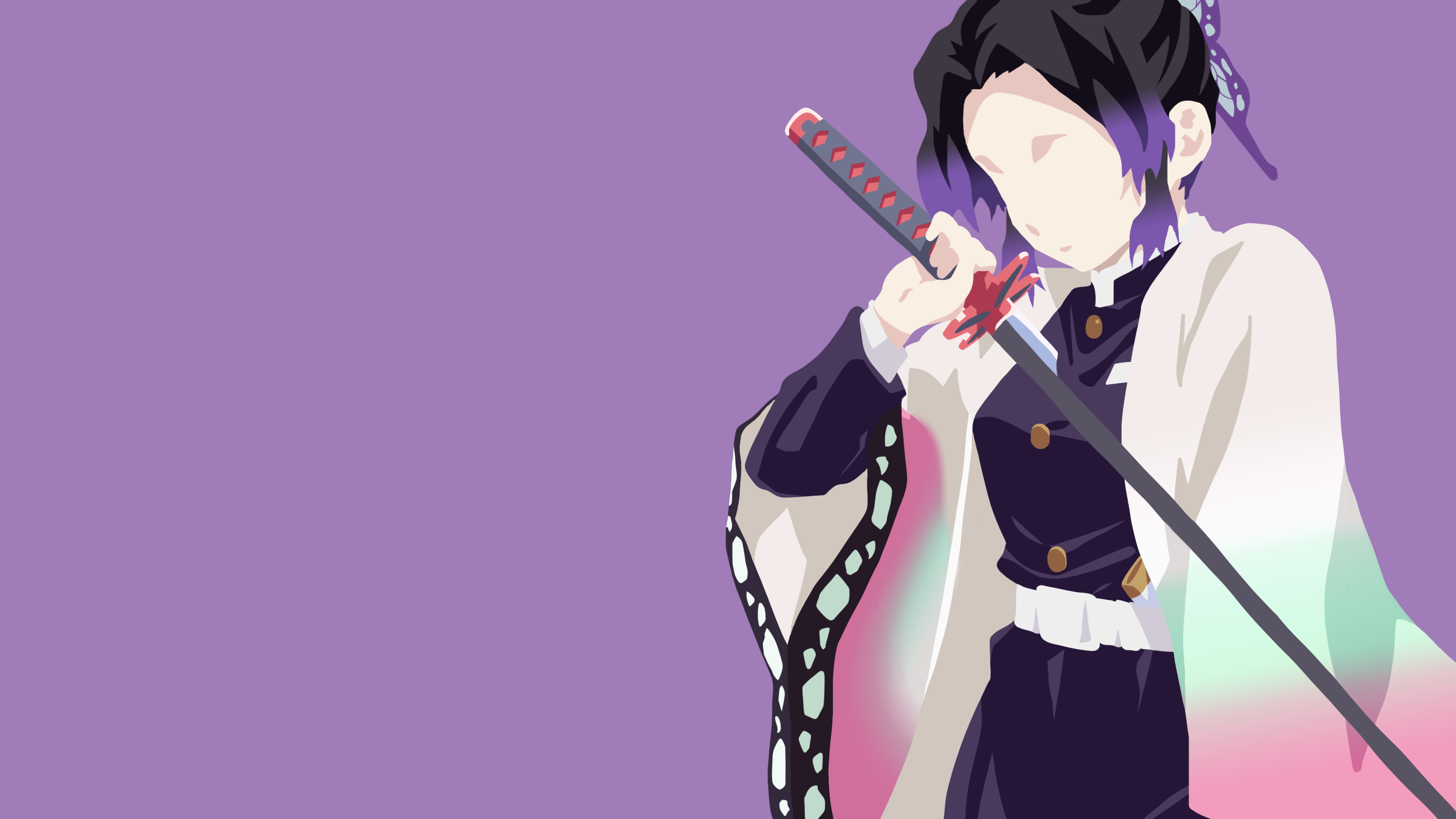 Shinobu Minimalist Wallpaper, Shinobu Kochou, Kimetsu no Yaiba, Minimalist, Katana Gallery HD Wallpaper