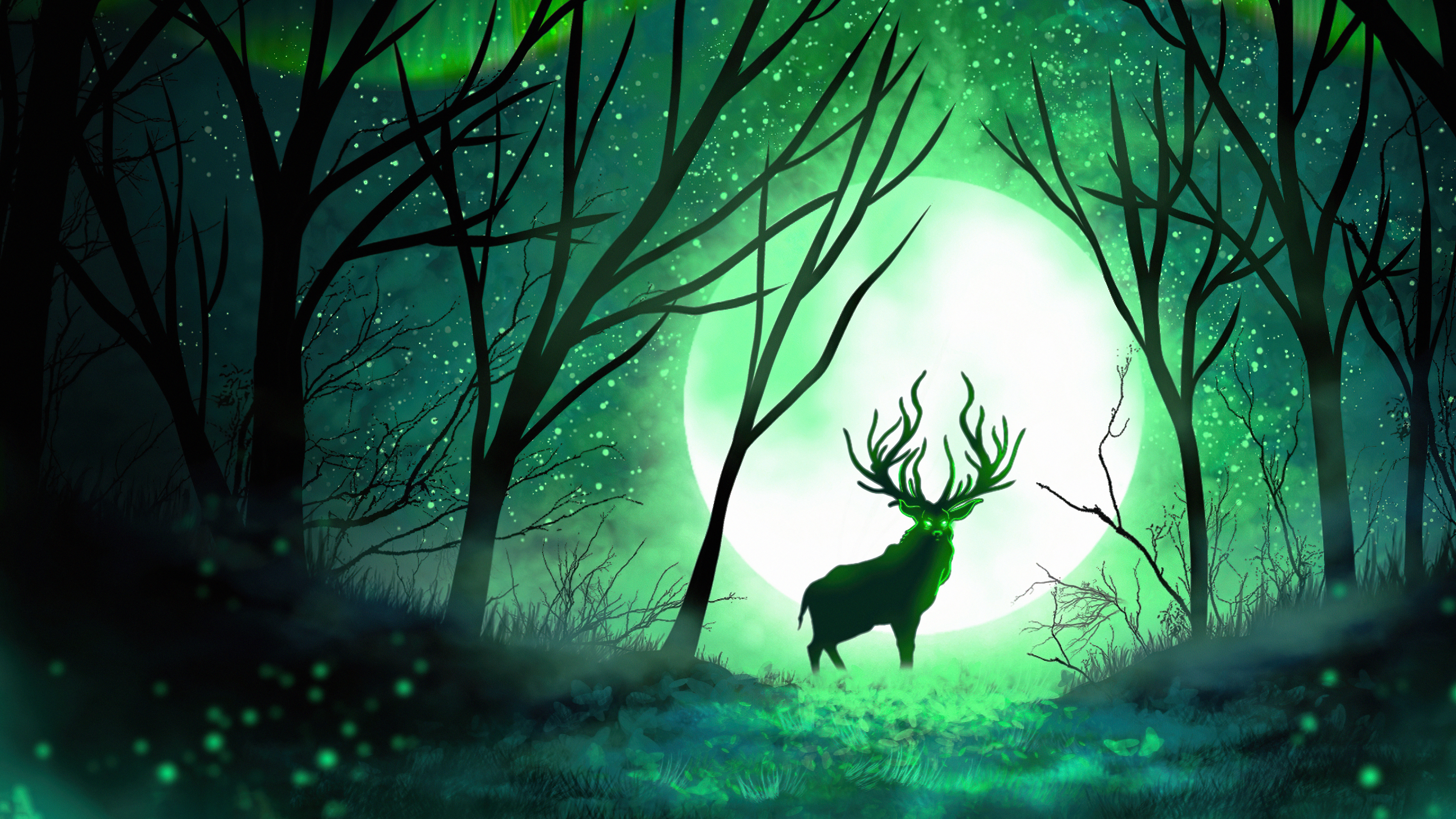 Fantasy Deer 4k Ultra HD Wallpaper By Grim Lumina