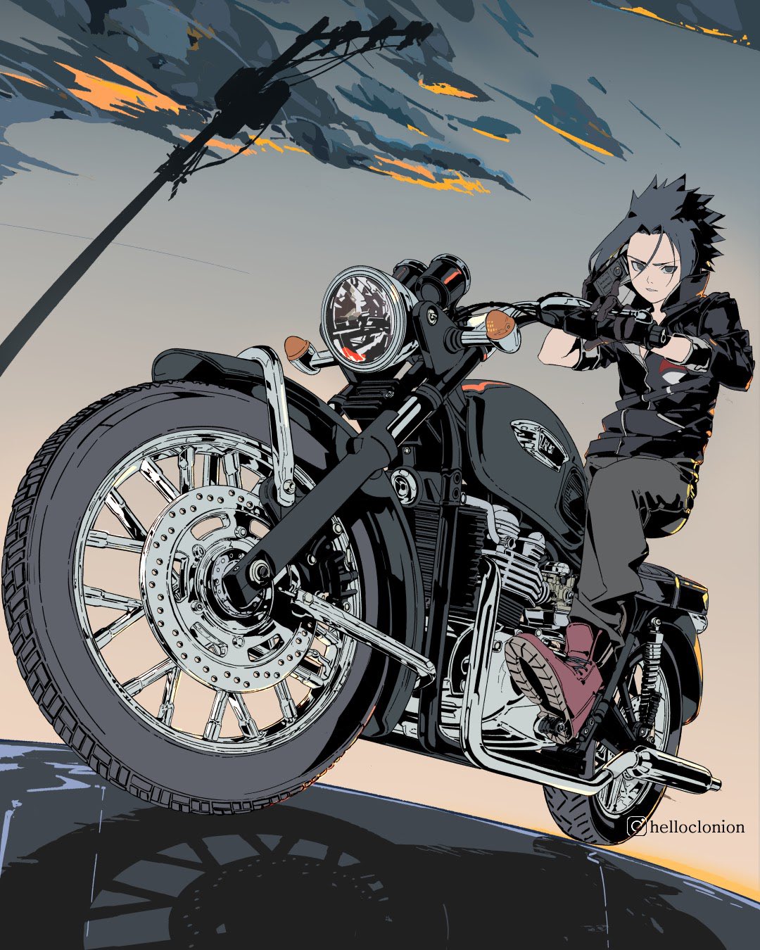 sasuke with motorcycle