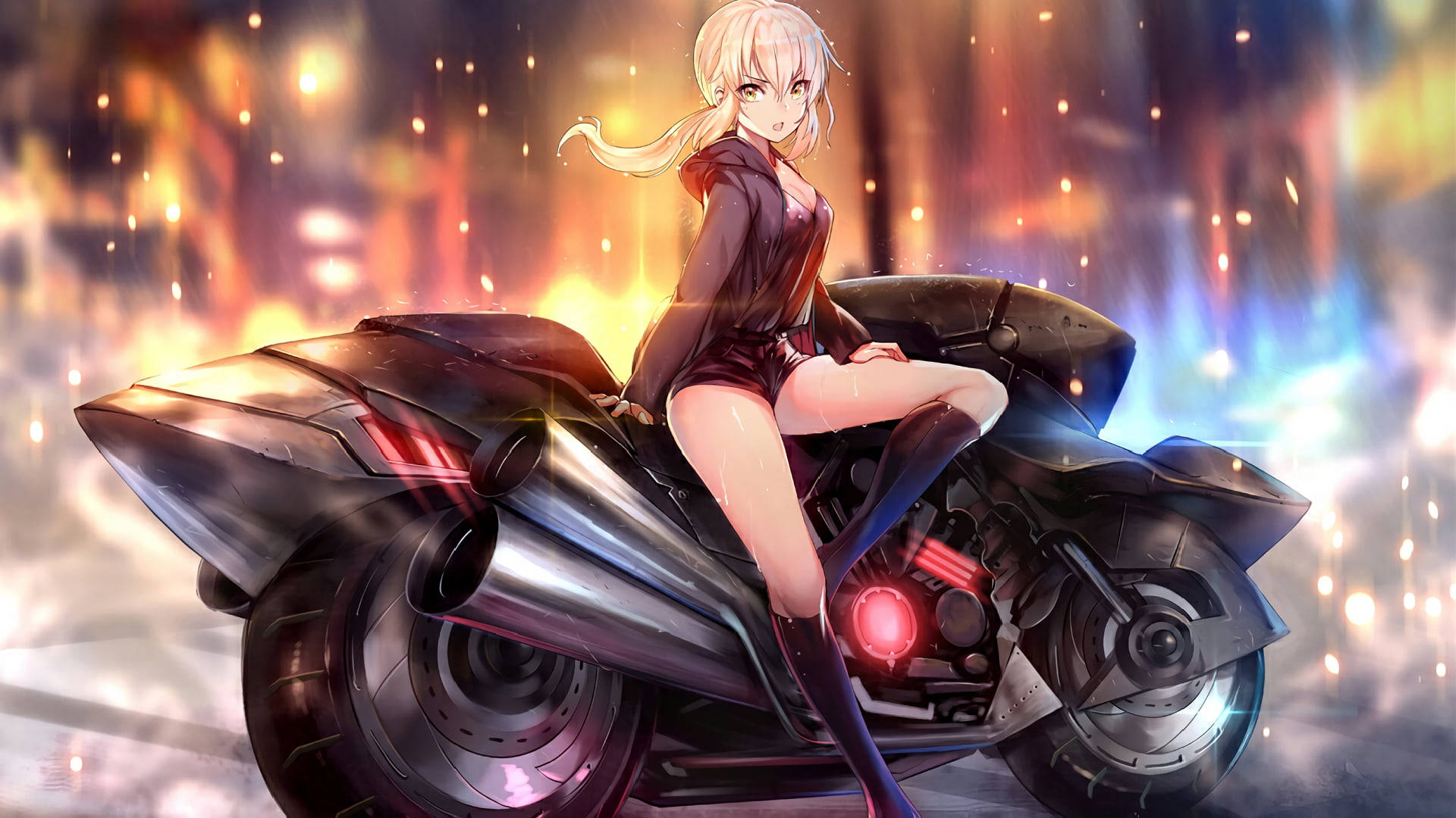 Download Mujeres Calientes Anime In Motorcycle Wallpaper