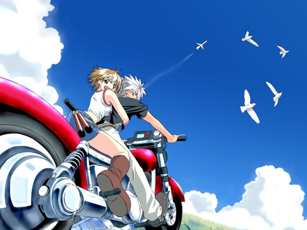 Boy And Girl Motorbike Ride Anime HD Wallpaper