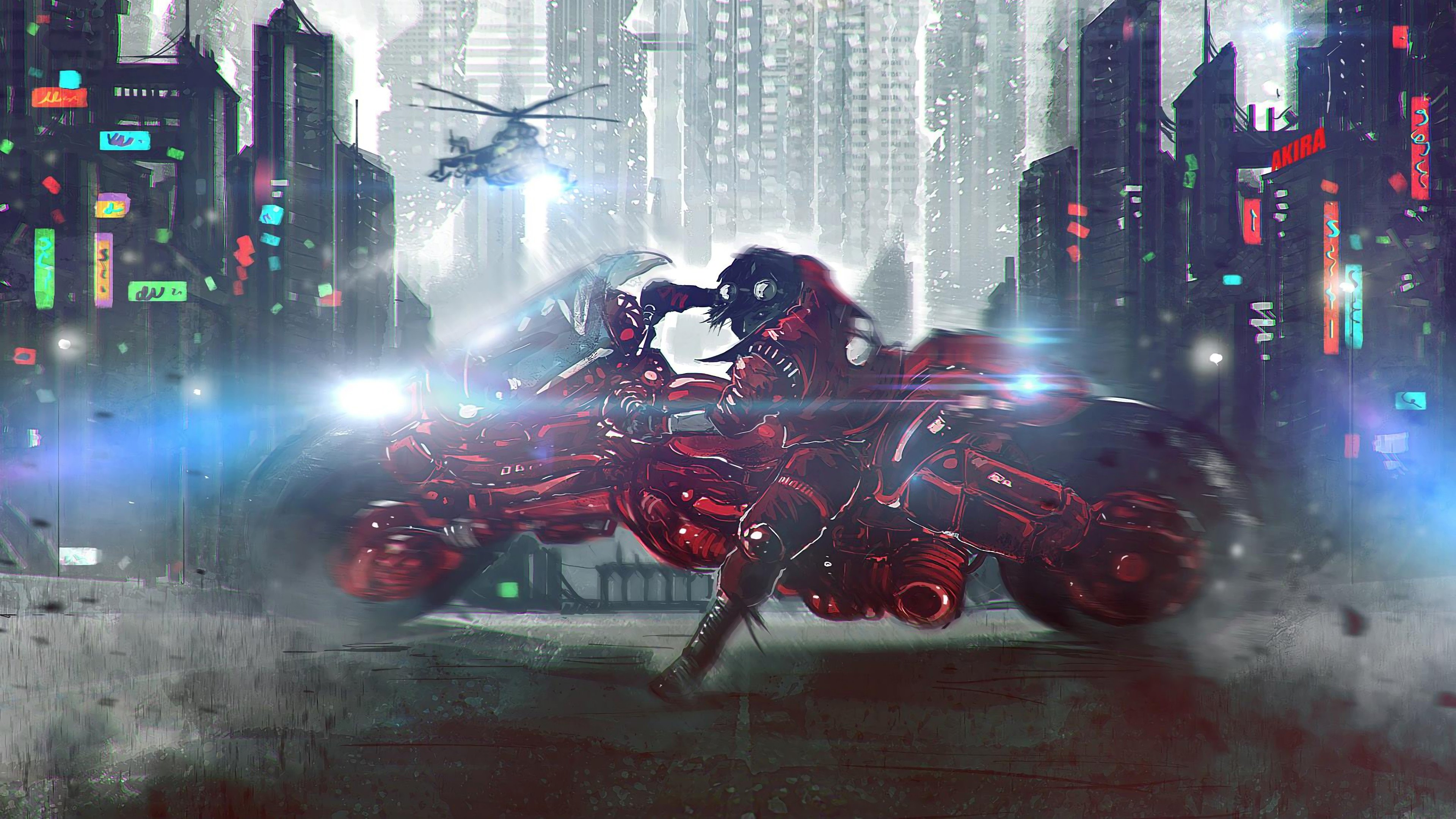 Akira, Motorcycle, Anime, Sci Fi, 4K Gallery HD Wallpaper