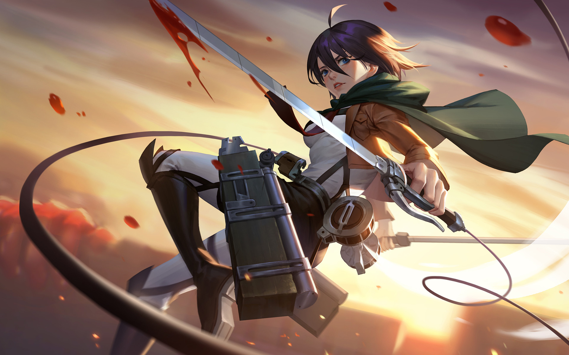 Download 1920x1200 Wallpaper Mikasa Ackerman, Attack On Titan, Art, Anime Girl, Widescreen 16:10, Widescreen, 1920x1200 HD Image, Background, 24822