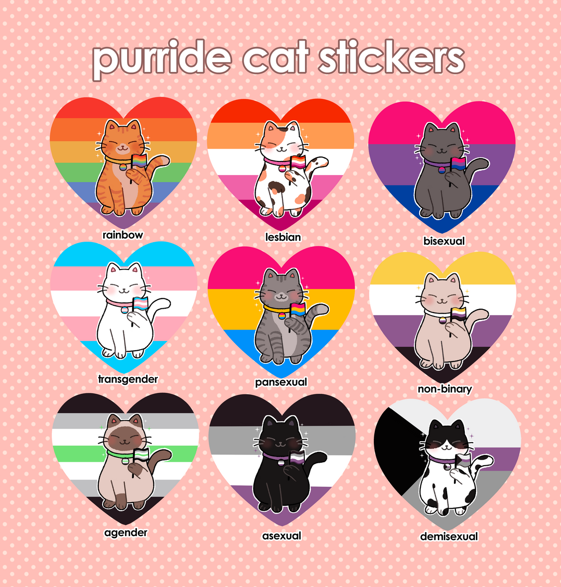 Pride cat vinyl stickers