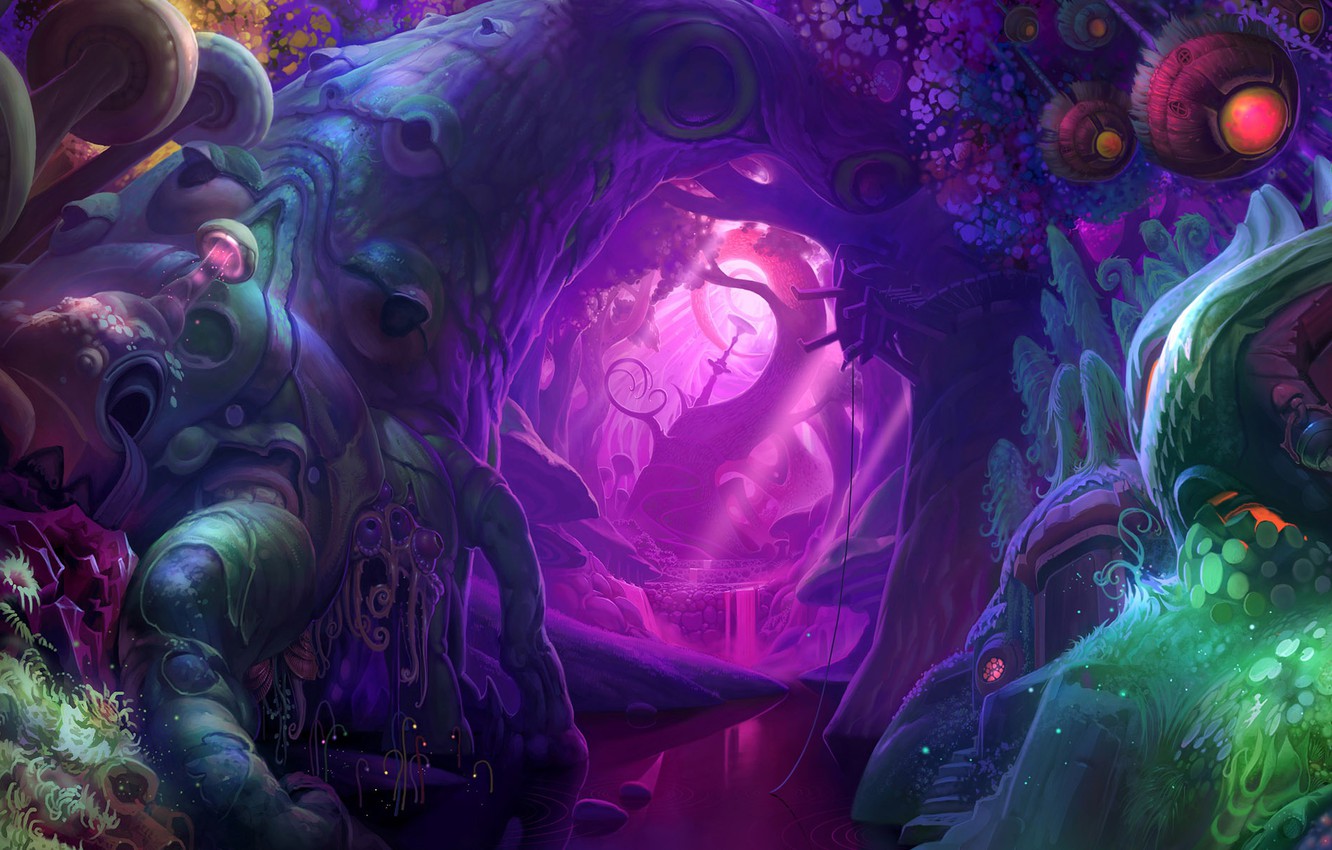 Wallpaper Trees, Mushrooms, The world, Fantasy, Magic image for desktop, section фантастика
