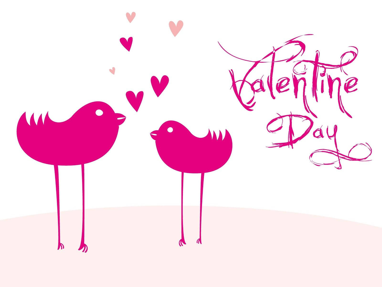 Download Wallpaper Valentines Day, Inscription, Birdies, Hearts, Love, White Background Wallpaper