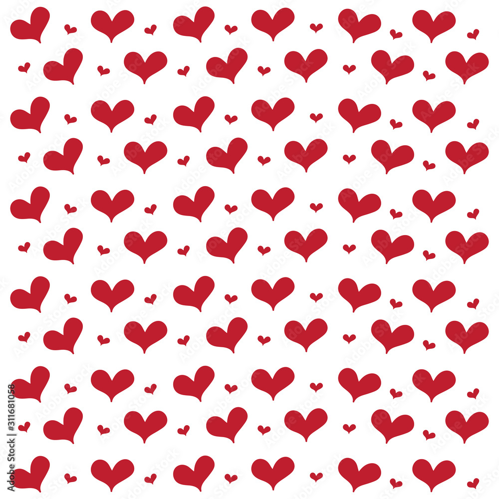 Hand Drawn Mini Heart Shape Red Color.Seamless Pattern Isolated On White Background. Design For Element Of Valentine Day , Print , Wrapping Paper , Love Wedding Card , Screen Wallpaper.Vector.Illustration Stock Vector