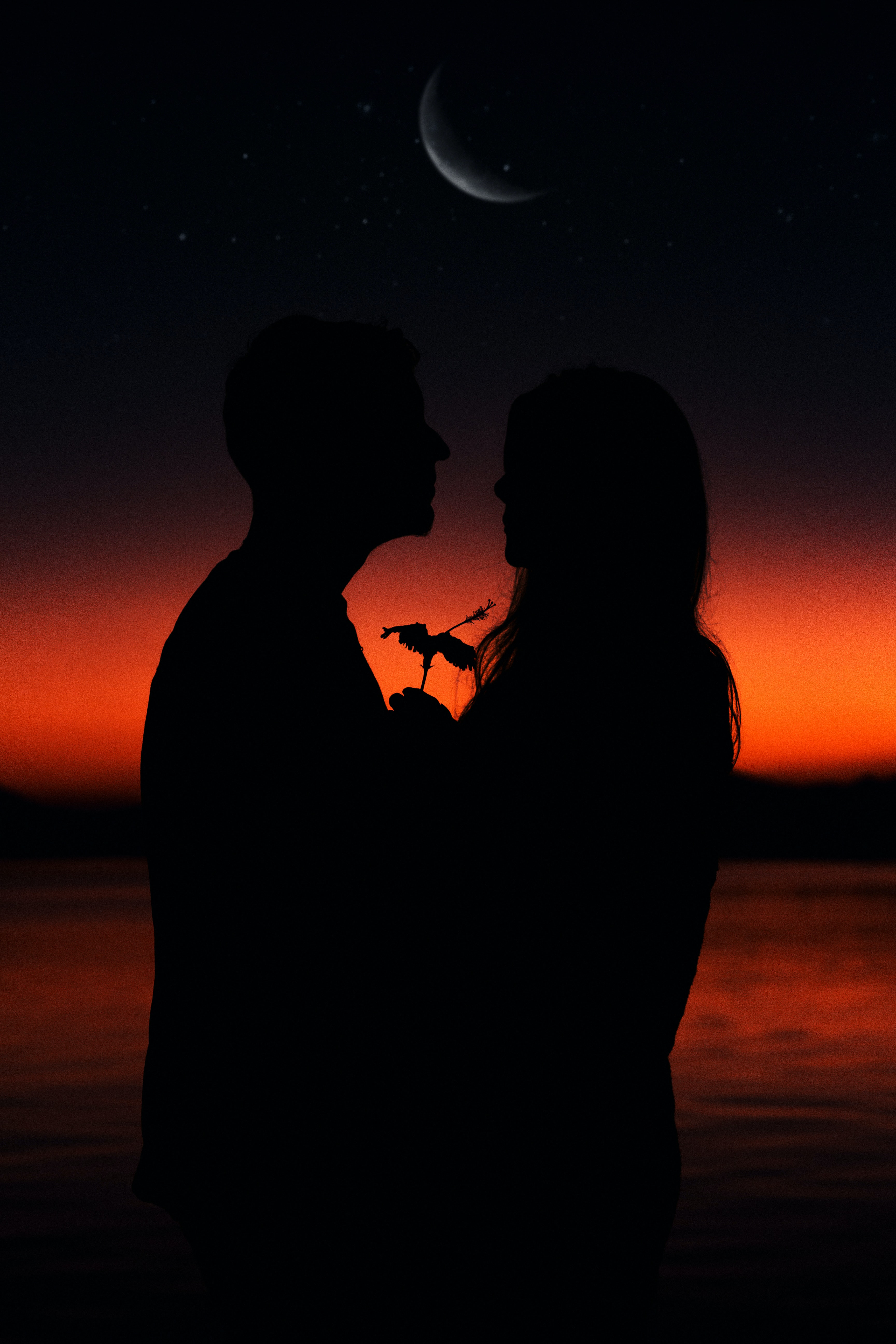 Silhouette of a Romantic Couple during Sunset · Free