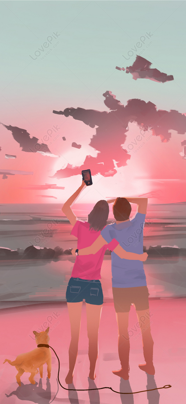 Sunset Couple Cell Phone Wallpaper Image Free Download
