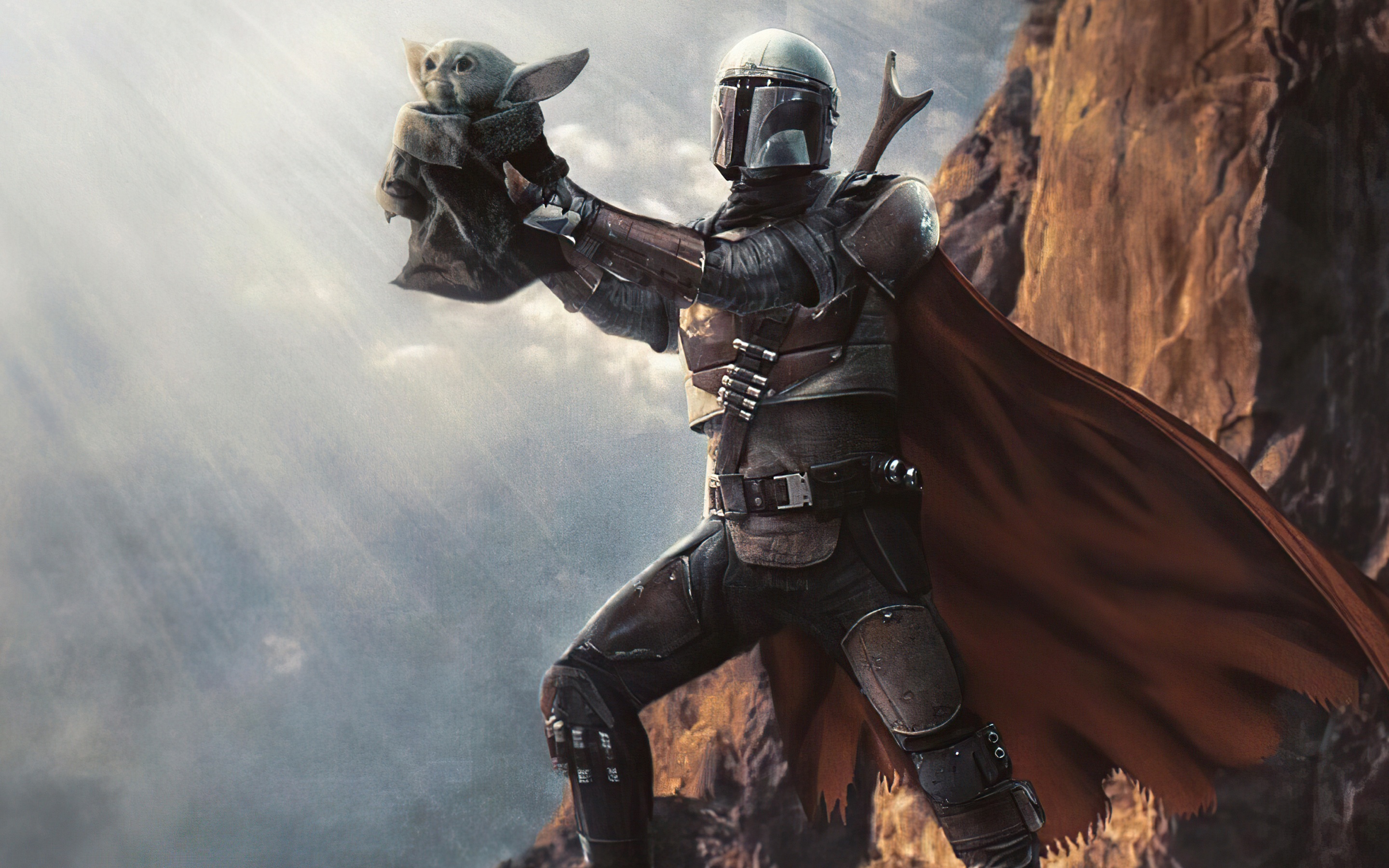 Wallpaper 4k Baby Yoda And The Mandalorian 4k Wallpaper