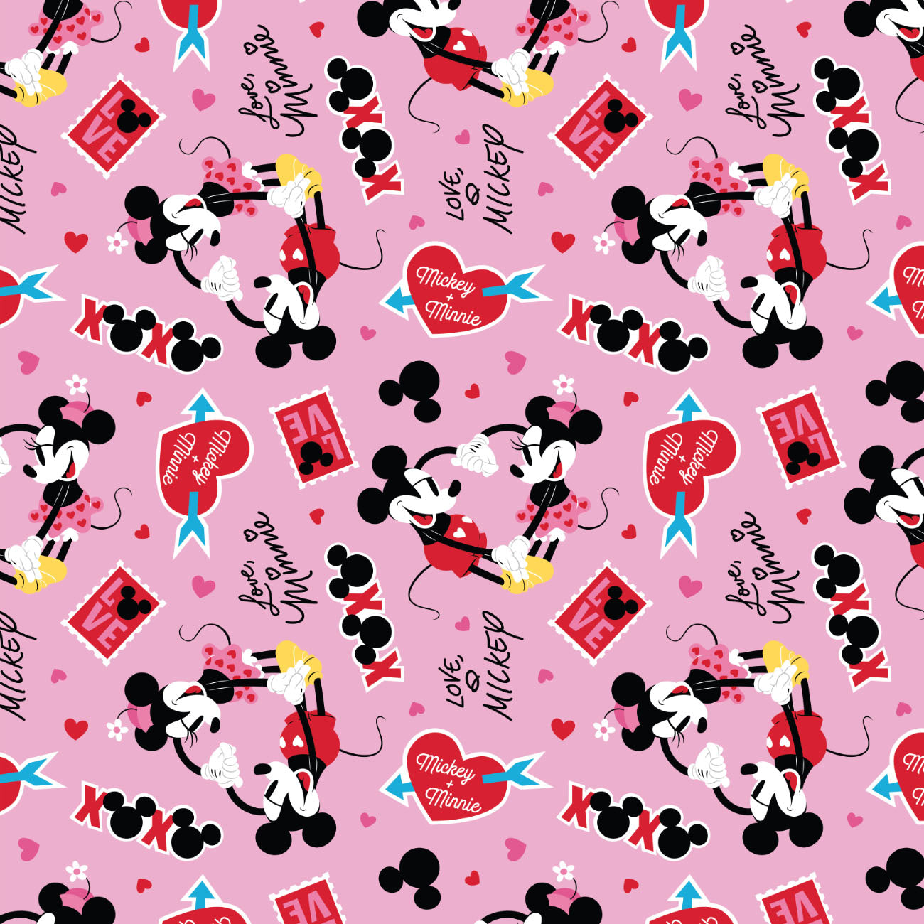 Disney Mouse XOX Fabric Minky Print