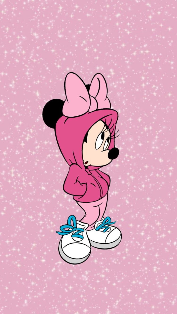 Mickey Mouse Disney Aesthetic Wallpaper, Pink Sparkle Background Wallpaper