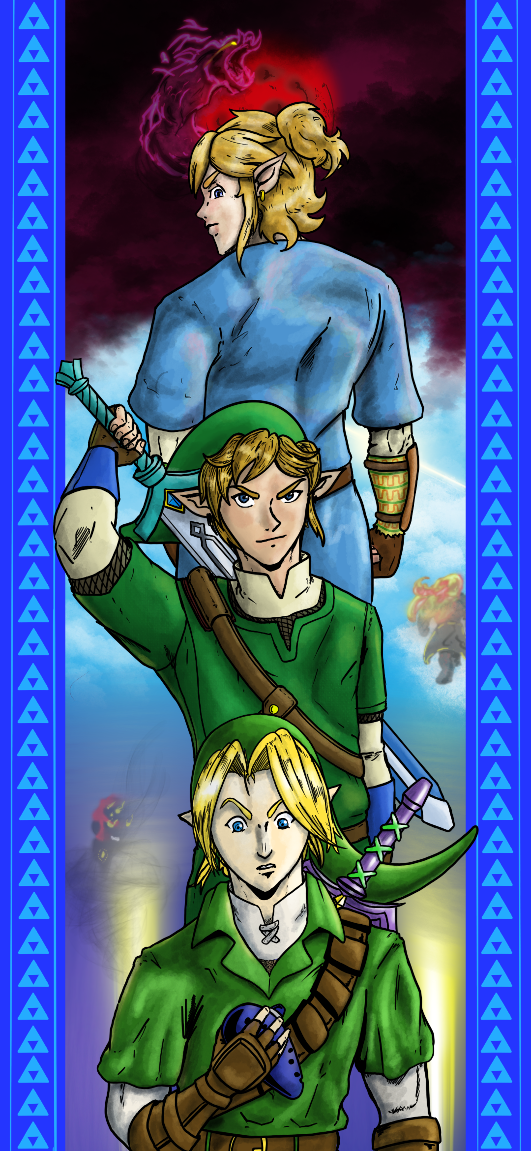OoT][SS][BoTW][OC]I made a wallpaper merging my 3 favorite games. What do you think?