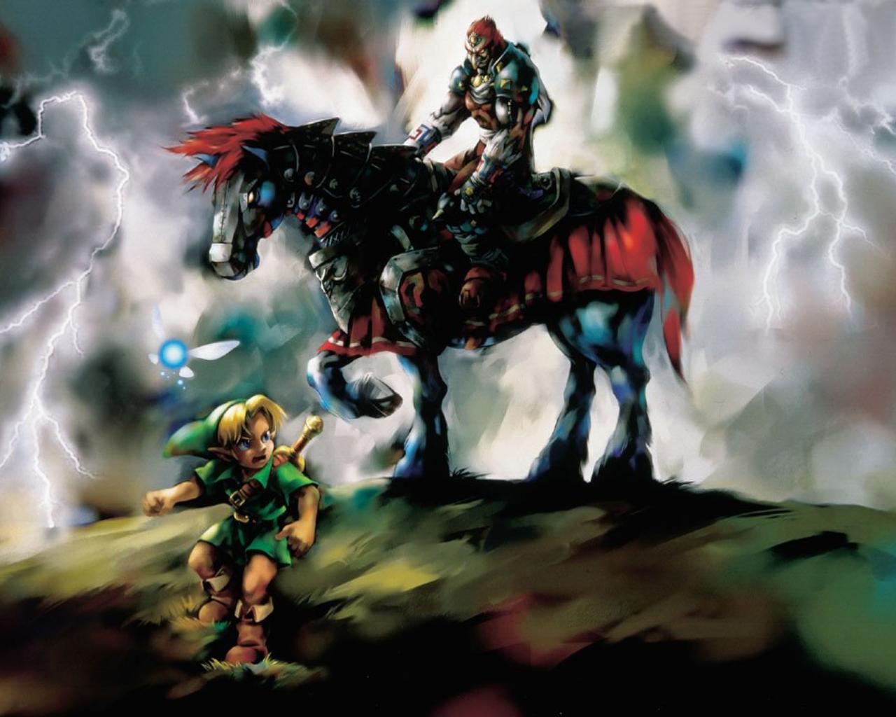 Wallpaper, The Legend of Zelda, The Legend of Zelda Ocarina of Time, Link, Ganondorf, sword, shield 1280x1024