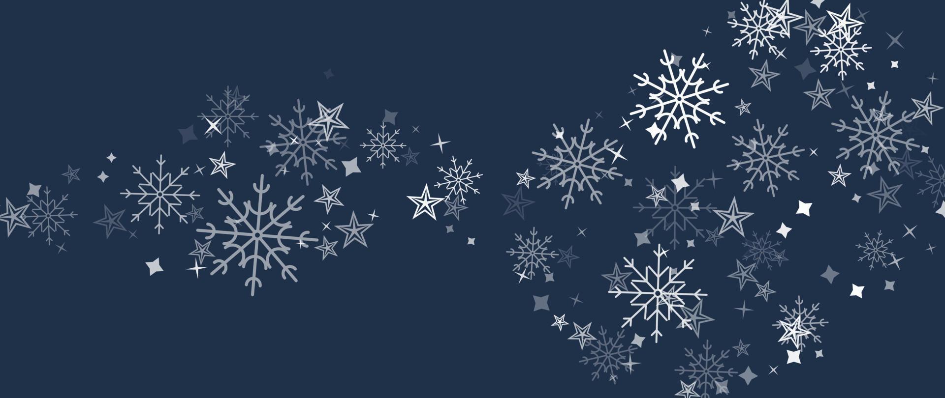 Elegant winter snowflake background vector illustration. Luxury decorative snowflake and sparkle on dark blue background. Design suitable for invitation card, greeting, wallpaper, poster, banner