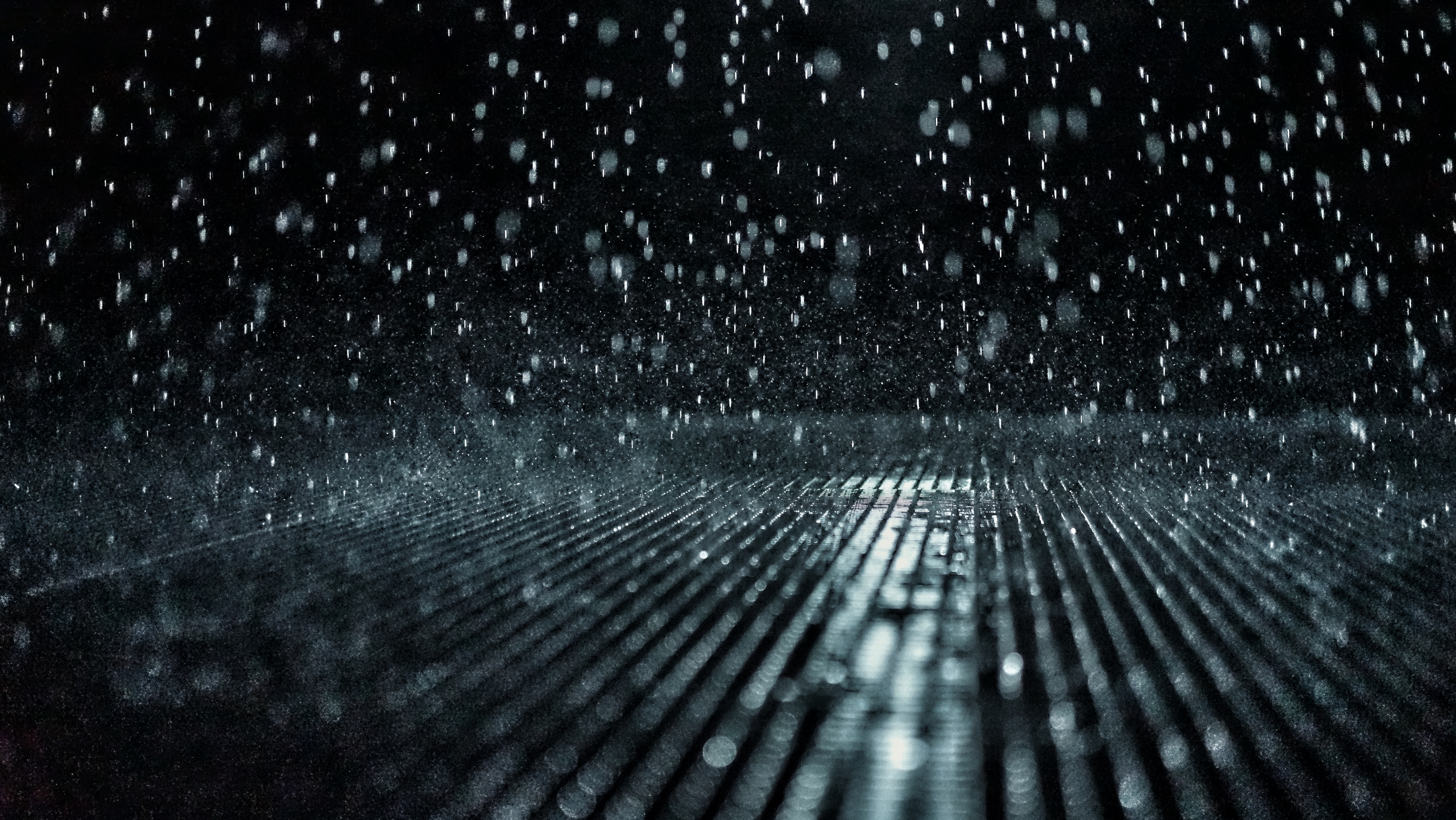 5718x3219 water, Free picture, dark, grate, raining, drop, rain, wet, falling Gallery HD Wallpaper