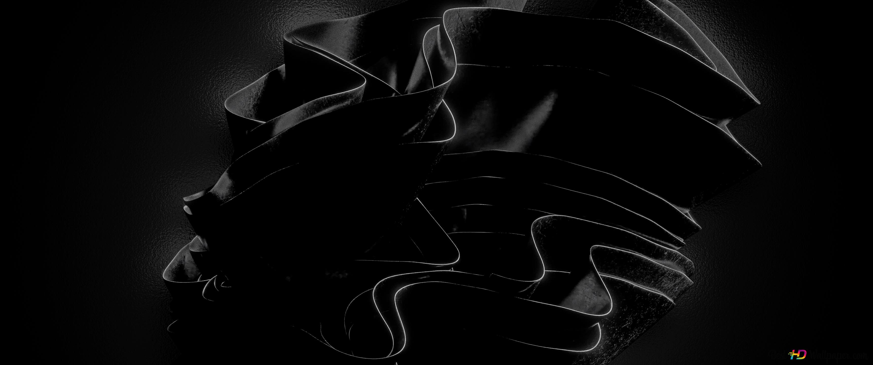 Composition of glossy black shapes on a black background 4K wallpaper download