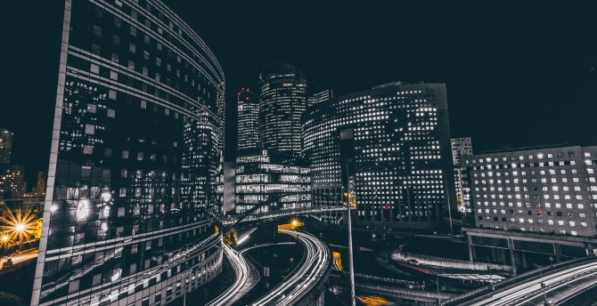 Wallpaper city, dark, buildings, night desktop wallpaper, HD image, picture, background, eb5c67
