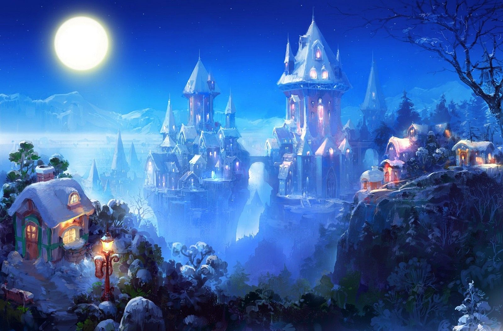Wallpaper For > Magical Castle Wallpaper. Fantasy castle, Fantasy landscape, Snow castle