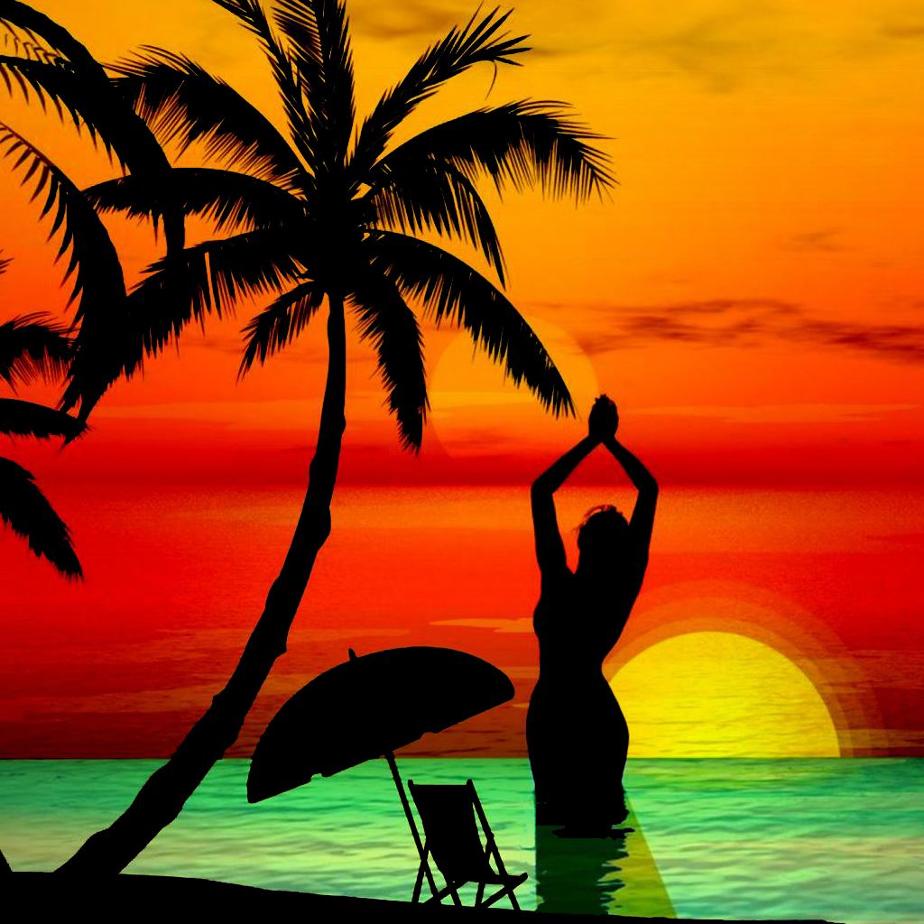 3D Abstract Sunset Beach From Another World iPad Wallpaper Free Download