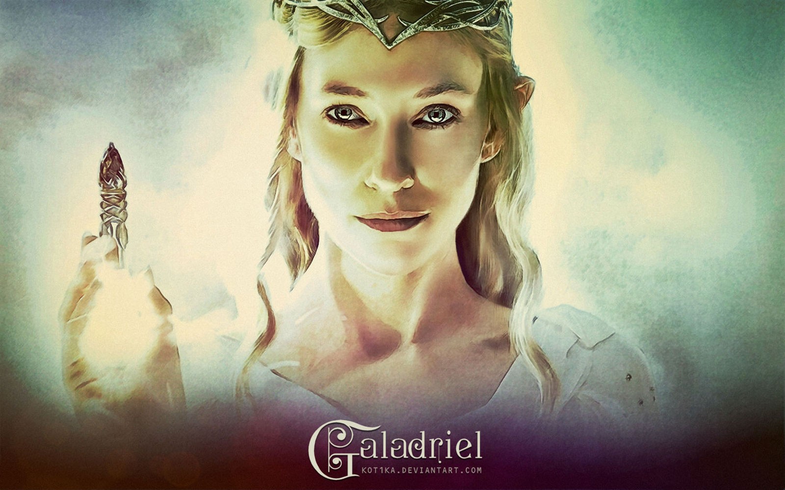 Wallpaper, fantasy art, , The Lord of the Rings, Cate Blanchett, Galadriel, Anna Kotika, computer wallpaper, fictional character, album cover 1600x1000