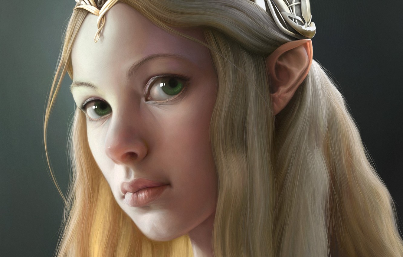 Wallpaper girl, face, the Lord of the rings, art, elf, Diadema, the lord of the rings, Corrado Vanelli, Of Galadriel, Galadriel image for desktop, section фантастика