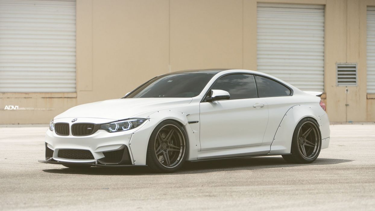 White BMW M4 liberty walk widebody adv1 wheels coupe cars wallpaperx1080