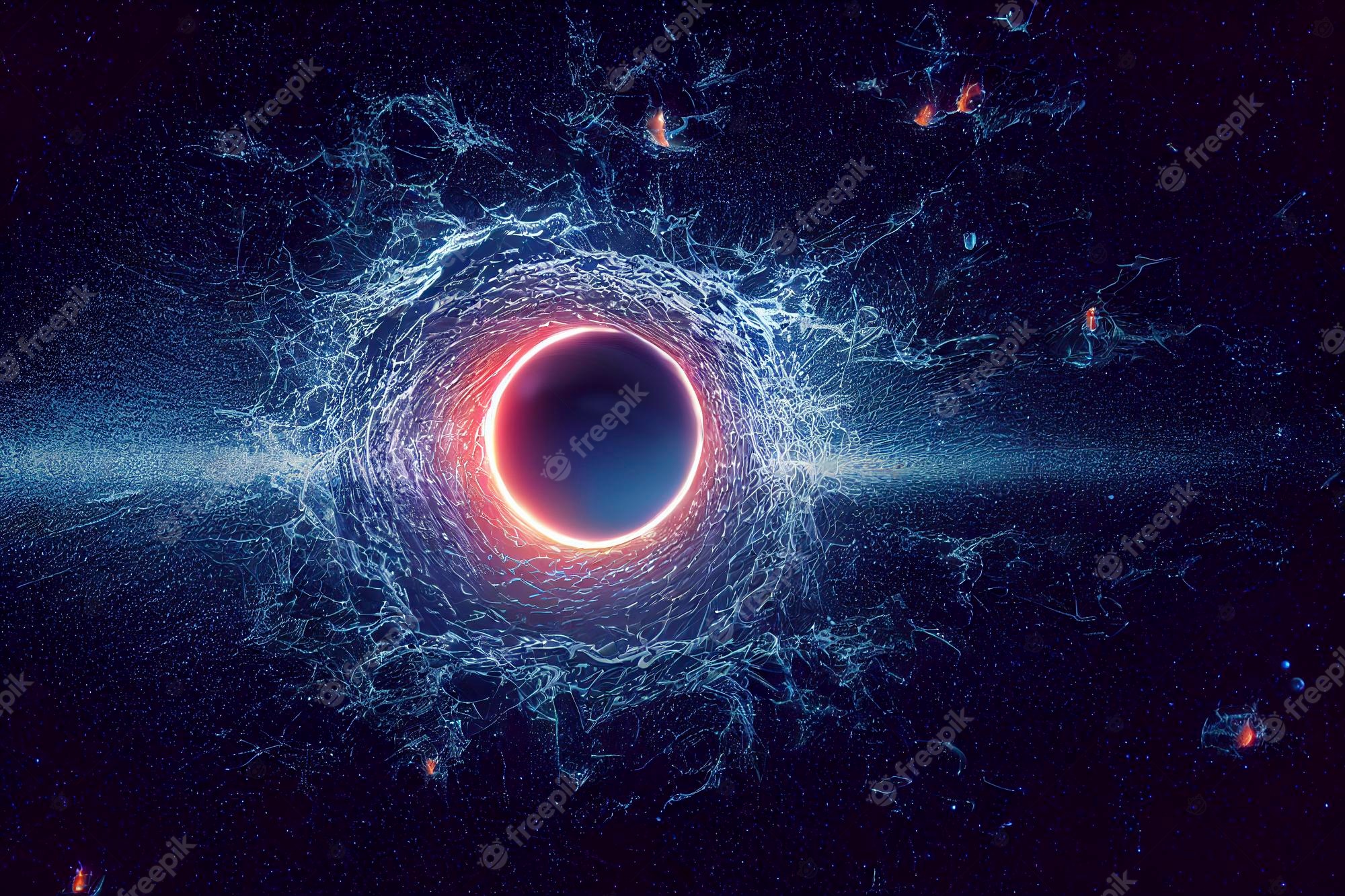 Premium Photo. Black hole abstract space wallpaper universe filled with stars