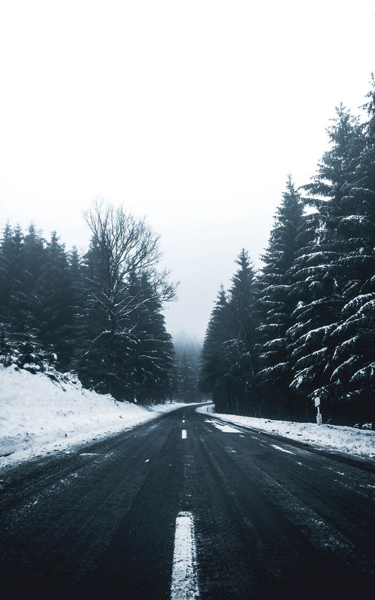 Wallpaper turn markup winter trees snow road. Winter wallpaper, Winter wallpaper hd, Christmas aesthetic wallpaper