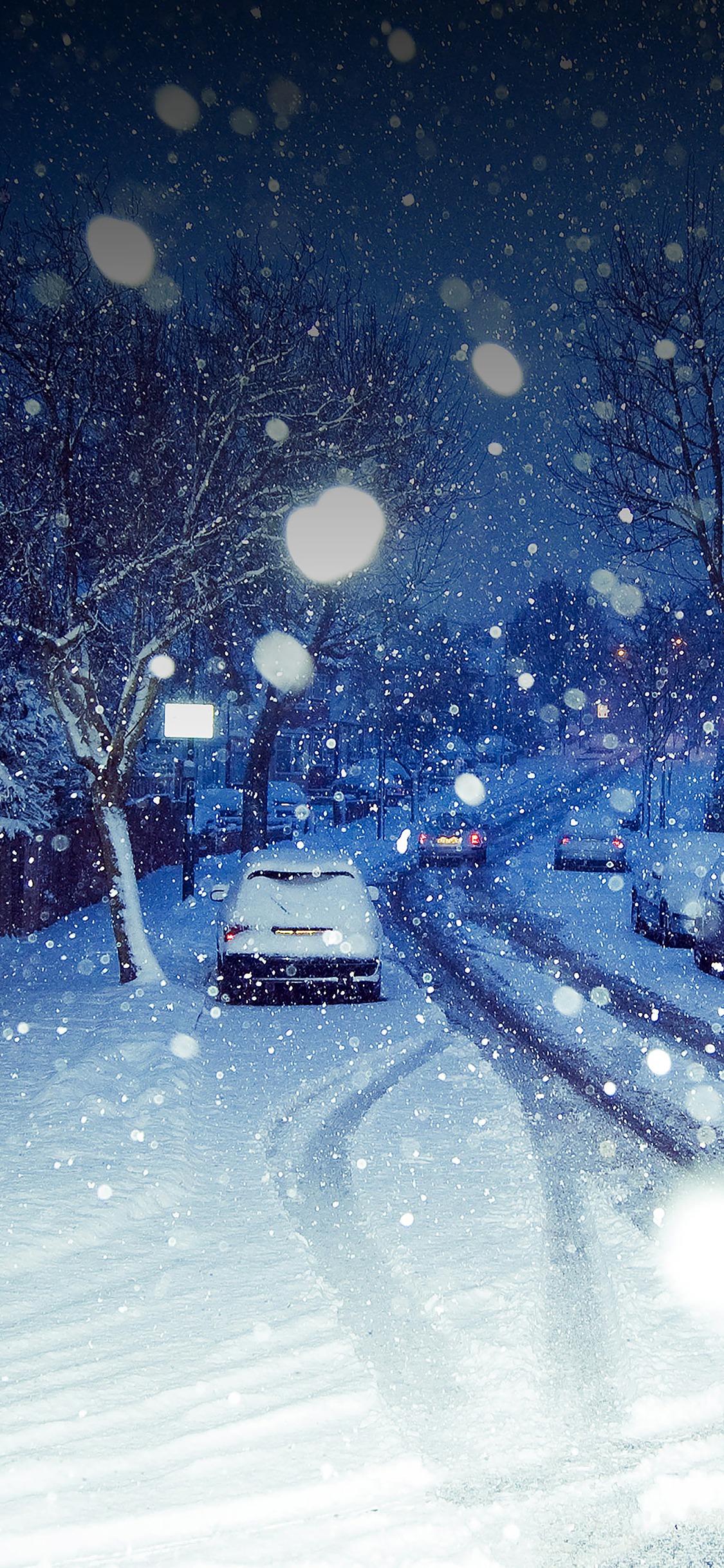 Snowy Blue Road Winter Nature