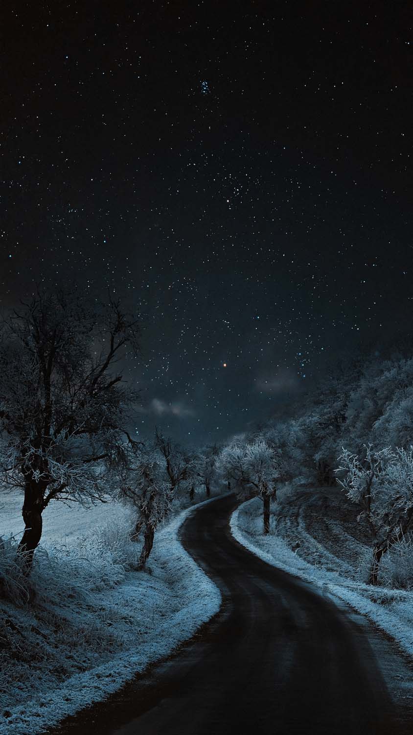 Snow Road Night IPhone Wallpaper HD Wallpaper, iPhone Wallpaper