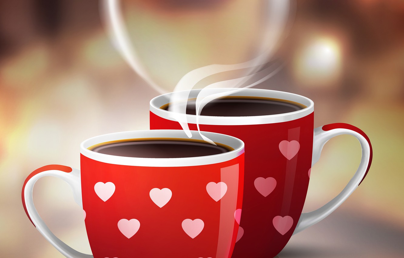 Wallpaper heart, coffee, couples, Cup, Valentine's Day, coffee image for desktop, section рендеринг