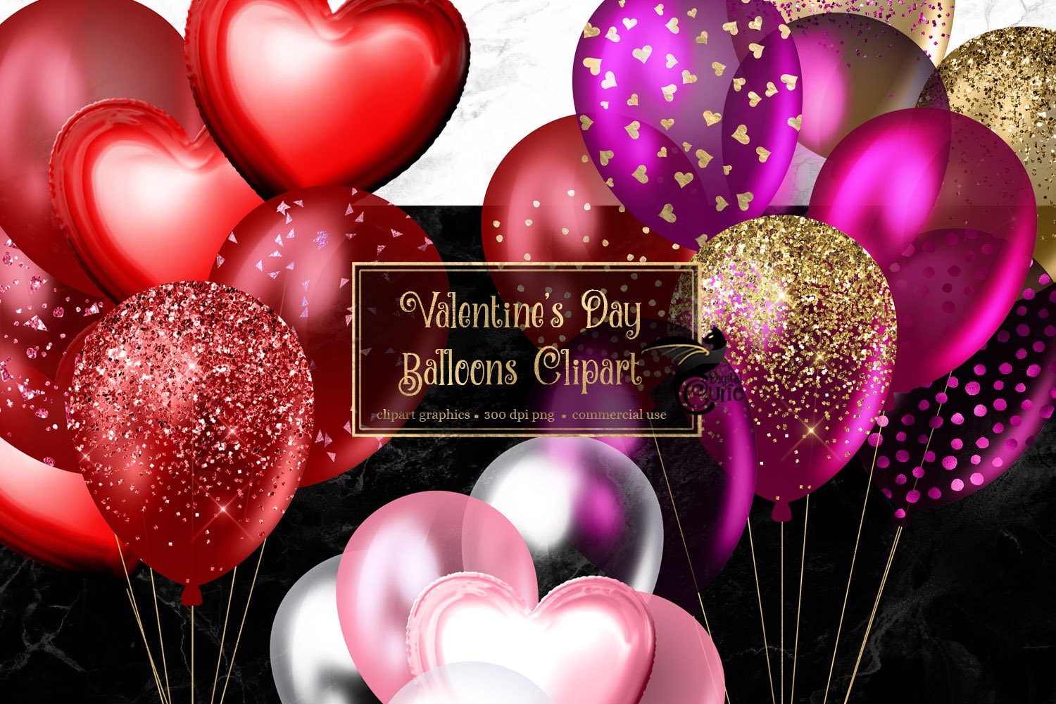 Valentine's Day Balloons Clipart Glitter Balloon Png