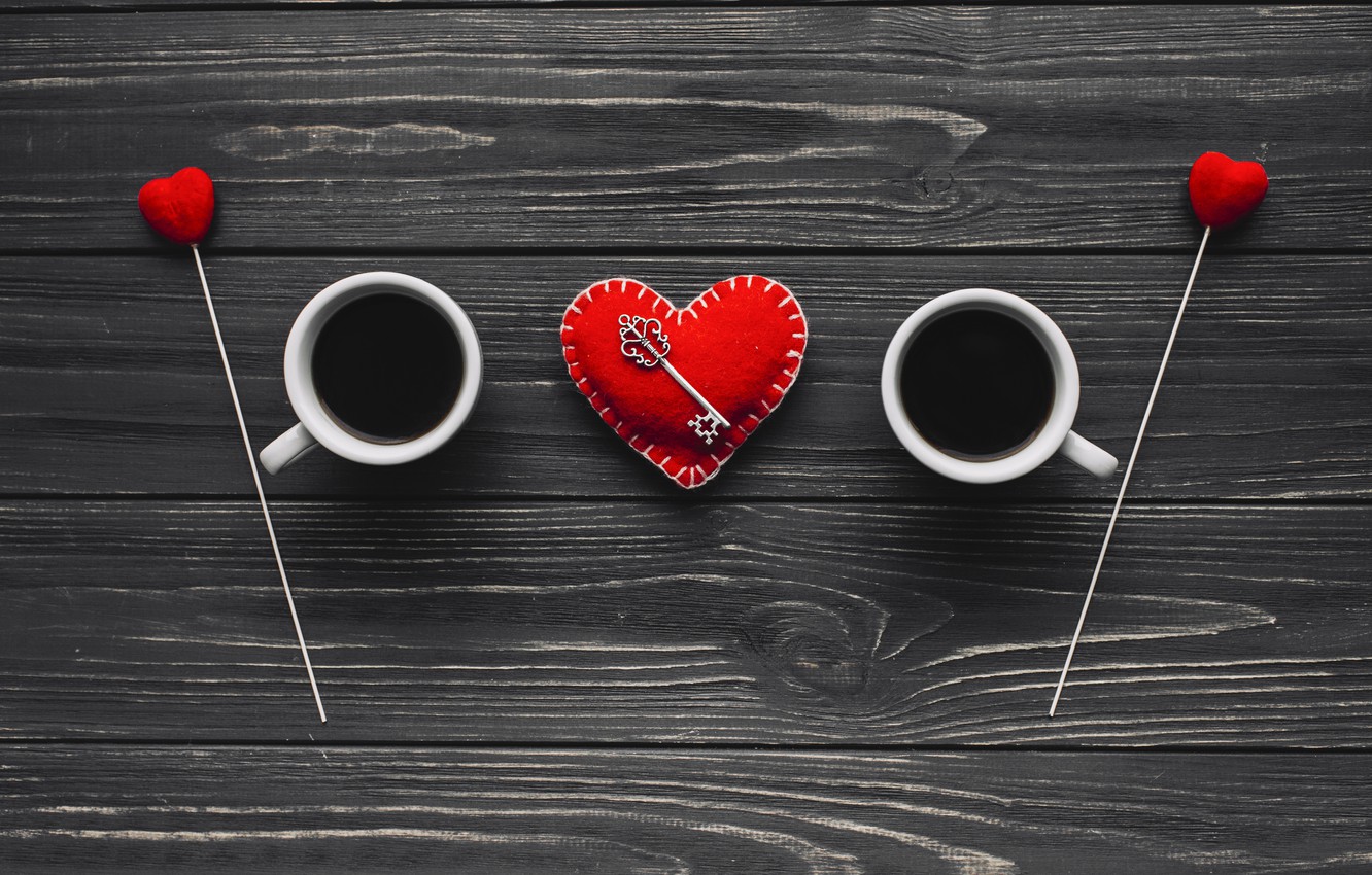 Wallpaper love, heart, coffee, Cup, love, heart, wood, cup, key, romantic, coffee, valentine image for desktop, section настроения