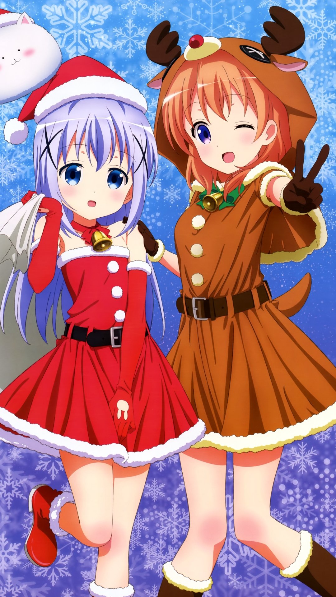 Christmas anime 2017 Gochumon wa Usagi Desu ka Cocoa Hoto Chino Kafu.iPhone 7 Plus wallpaper 1080×1920