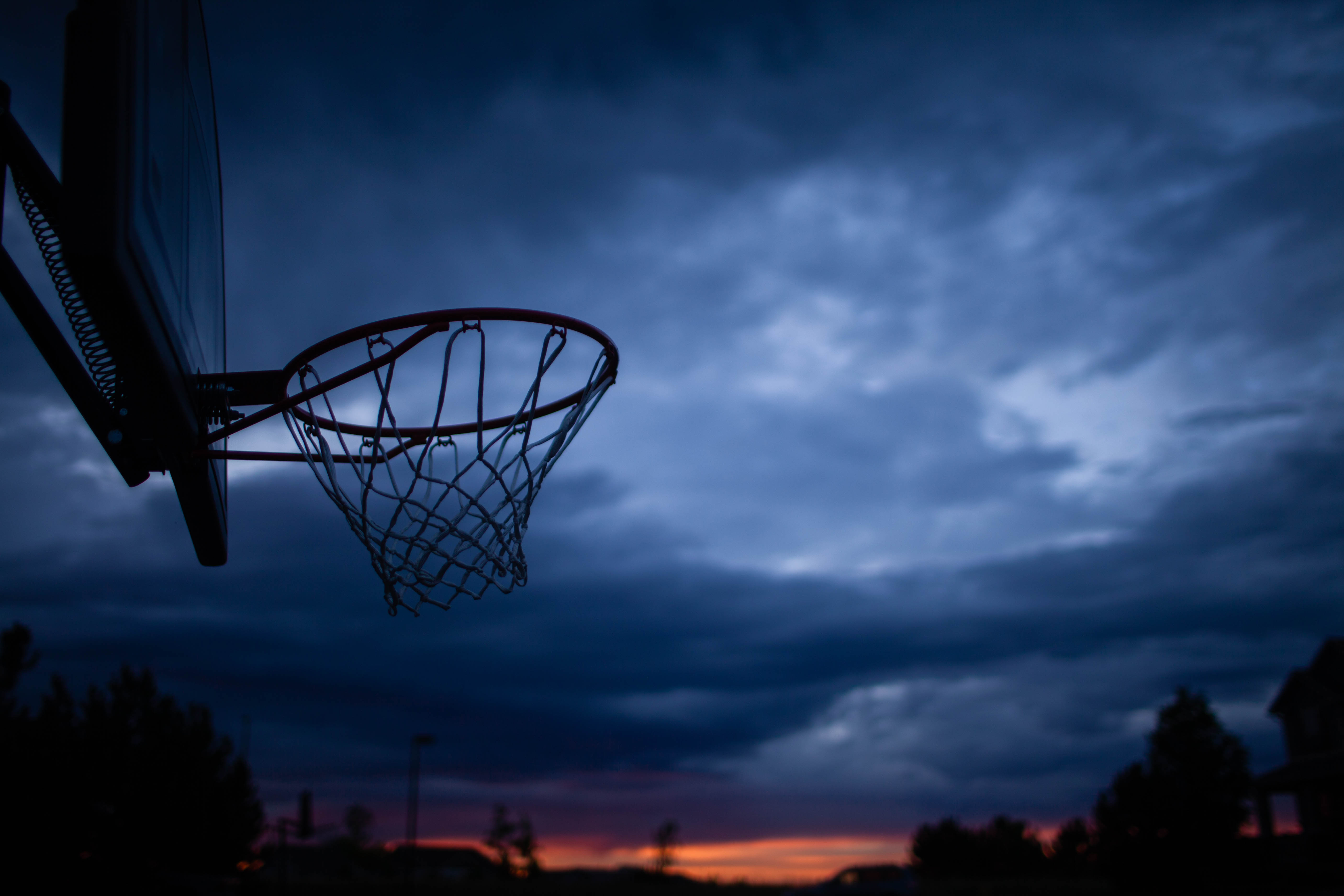Wallpaper, sunset, basketball, hoop